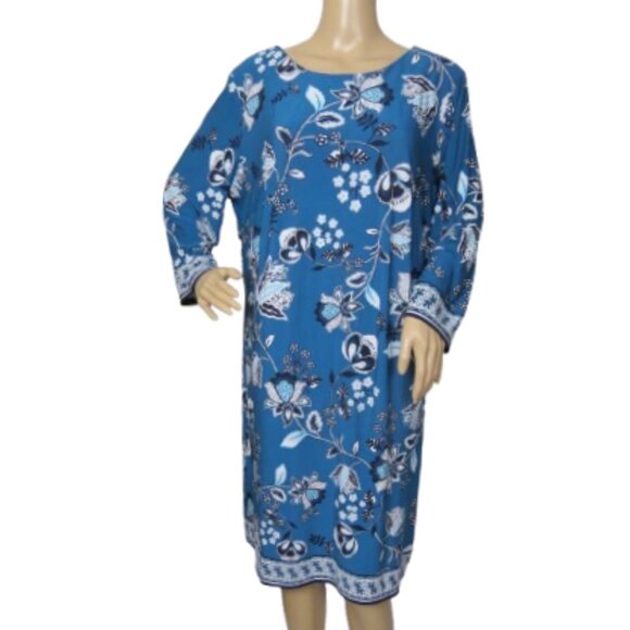 Sandra Darren Floral Dress in Teal Blue - Picture 1 of 7